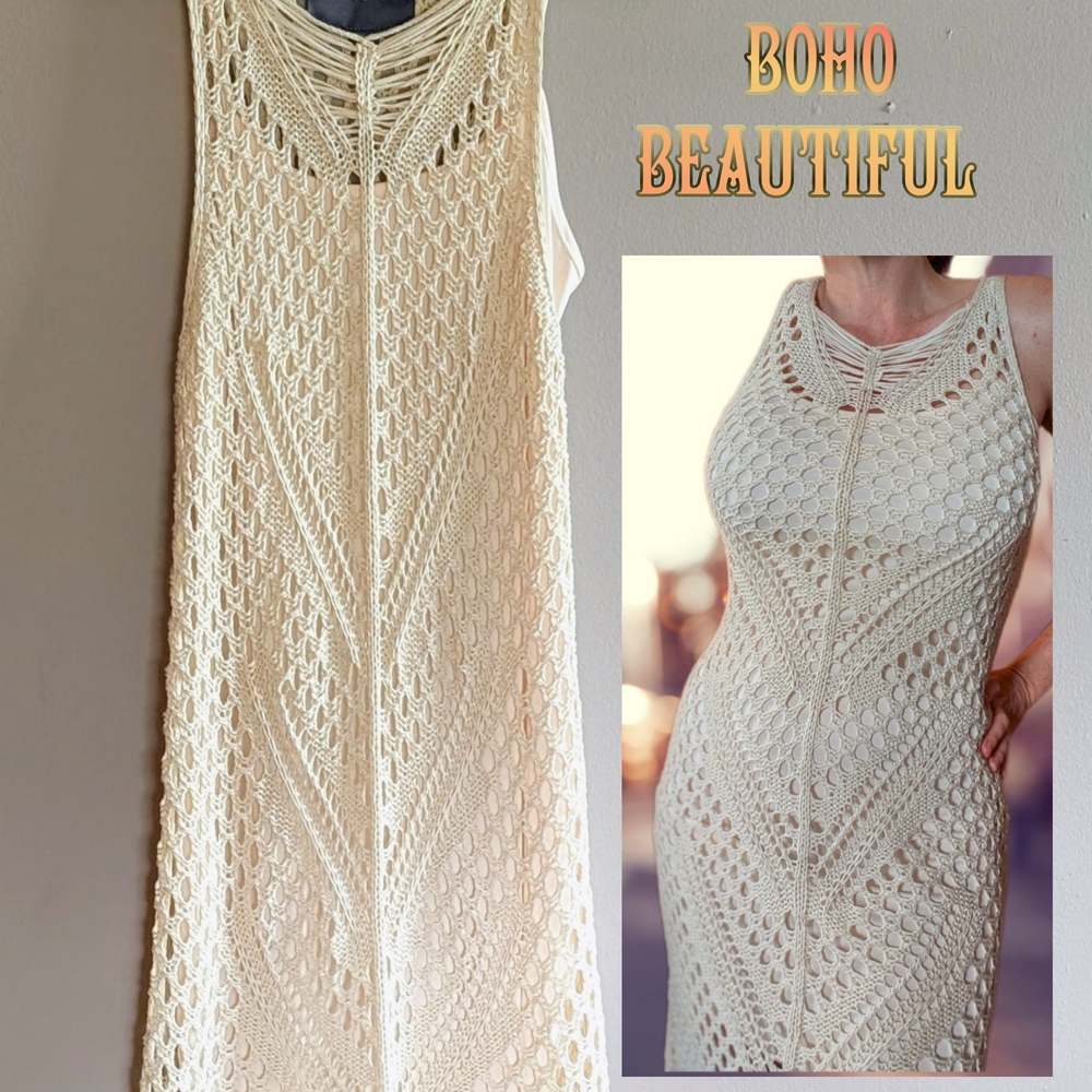 Paper Crane Cream Crochet Dress